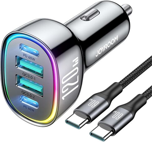 90W شاحن سيارة USB C ، 4 شاحن لشاحن iPhone 16 Car Charger Fast ، PD & QC3.0 Type C Car Phone Charger ، Accessories Car ، محول ولاعة السجائر لـ iPhone 16E 15 Pro Max Plus ، Samsung S25/S24 in Saudi Arabia