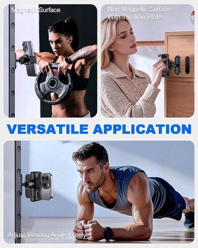 حامل الهاتف المغناطيسي للألعاب الرياضية ، 1-Sec تثبيت مفصل كرة قابل للتعديل 360 درجة وقاعدة متينة ، وتركيب هاتف مغناطيسي مزدوج مع هواتف ذكية ، يعمل على أي سطح (صفيحة معدنية وحلقة) in Kuwait