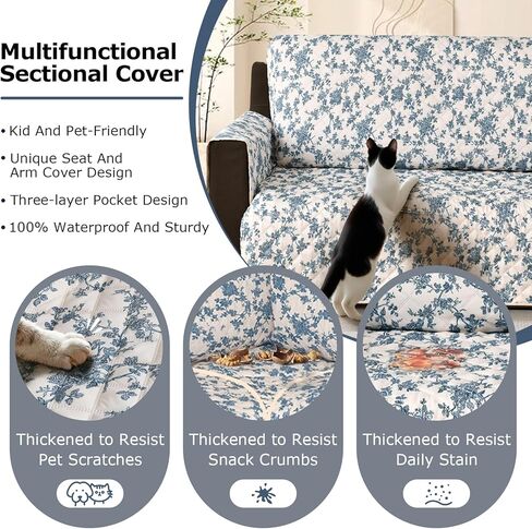aliecom 100 ٪ الأريكة المقطعية الأريكة المقطعية l شكل l slipcovers الزاوية الزاوية أريكة الأريكة قابلة للغسل الكلب المطبوع حامي الأثاث على شكل U مع الجيب (Boho beige ، xx-large) in Kuwait