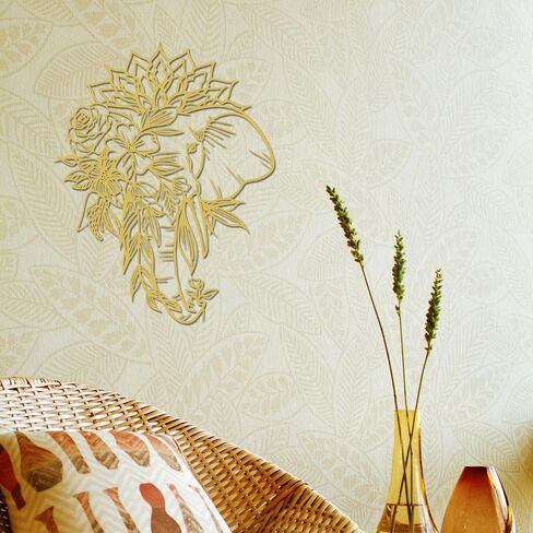 Rajukit Elephant with Lotus Metal Wall Art–Intricate Elephant Wall Decor–Indian-Inspired Hindu Decor for Living Room or Gifts in Saudi Arabia