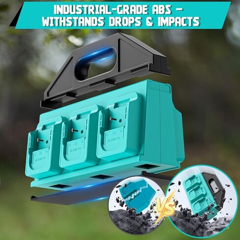 6-Slot Battery Caddy Holder/Carrying Case Compatible for DeWalt 20V Batteries - Heavy Duty ABS Organizer for 2.0Ah-10.0Ah Batteries with Handle, Non-Slip Base（Battery Not Included） in Kuwait