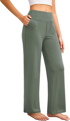 Wide Leg Yoga Pants Women Elastic High Waisted Lounge Pants Loose Causal Comfy Trousers with Pockets in Kuwait