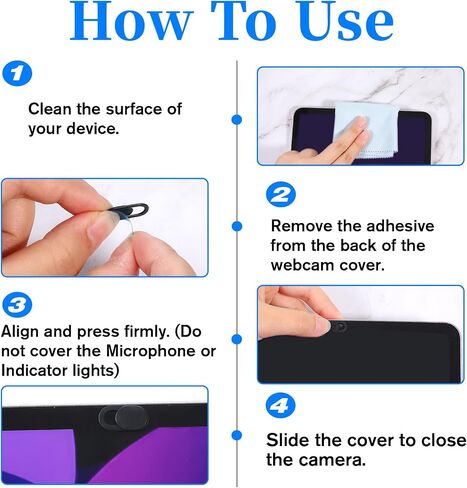 50 Pcs Webcam Cover, Black Practical Laptop Camera Cover Small Portable Phone Camera Covers for Compute Cell Phone PC Accessories to Protect Your Privacy and Security in Saudi Arabia