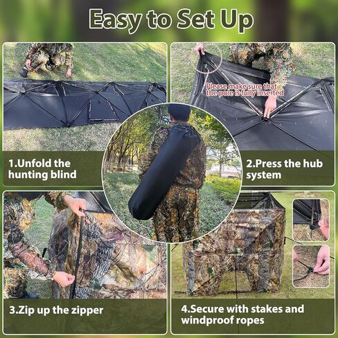 See Through Hunting Blind, 3-Panel Ground Blinds with Carrying Bag, Portable & Silent Pop Up Ground Blinds for Deer Duck Turkey Hunting in Saudi Arabia