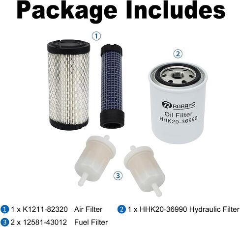 مجموعة صيانة المرشح K1211-82320 12581-43012 HHK20-36990 الهواء/الوقود/الزيت/hyd متوافق مع KUBOTA BX22 BX23 BX24 BX25 BX25DLB BX2200 BX2230 BX2350 BX2360 BX2370 BX25DLB in Saudi Arabia