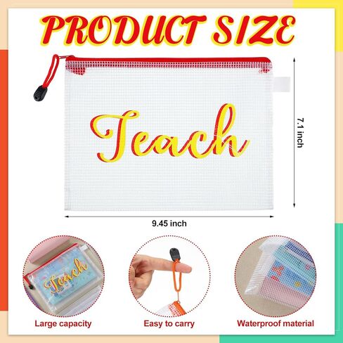 Aliceset 8 Pcs Large Snack Bags Waterproof Snack Pouch for Travel PVC Mesh Zipper Pouch Clear Letter Makeup Bags for Women Adult Travel Team Cheerleaders Teacher Daycare in Saudi Arabia