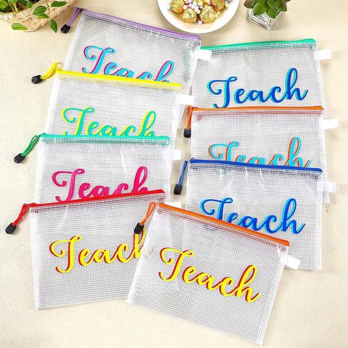 Aliceset 8 Pcs Large Snack Bags Waterproof Snack Pouch for Travel PVC Mesh Zipper Pouch Clear Letter Makeup Bags for Women Adult Travel Team Cheerleaders Teacher Daycare in Saudi Arabia