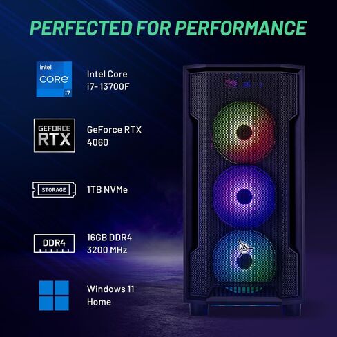 Skytech Gaming Azure 3 Desktop PC, Intel i7 14700F 2.1 GHz (5.3GHz), NVIDIA RTX 5060, 1TB NVMe SSD, 32GB DDR5 RAM 6000 RGB, 850W Gold ATX 3 PSU, 360mm ARGB AIO, Wi-Fi, Win 11 in Saudi Arabia