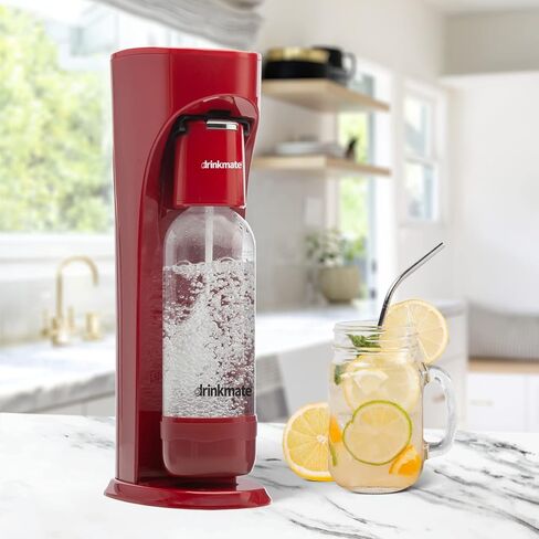 Drinkmate OmniFizz Sparkling Water and Soda Maker, Carbonates Any Drink, Special Bundle - Includes 60L CO2 Cylinder, Two Carbonation Bottles, and Fizz Infuser (Classic White) in Kuwait