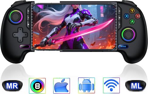 Game Controller for iPhone Android,Programmable Gaming Controller for iPhone w Hall Joystick,800mAh Phone Controller for iPhone iOS Support Xbox Cloud,Steam Link,Call of Duty (Black Crackle) in Kuwait