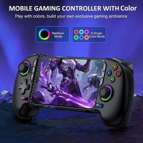 Game Controller for iPhone Android,Programmable Gaming Controller for iPhone w Hall Joystick,800mAh Phone Controller for iPhone iOS Support Xbox Cloud,Steam Link,Call of Duty (Black Crackle) in Kuwait