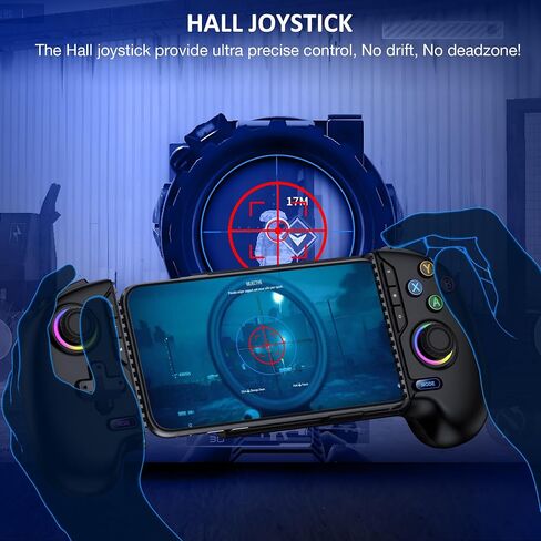 Game Controller for iPhone Android,Programmable Gaming Controller for iPhone w Hall Joystick,800mAh Phone Controller for iPhone iOS Support Xbox Cloud,Steam Link,Call of Duty (Black Crackle) in Kuwait