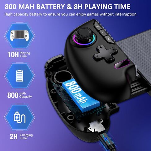 Game Controller for iPhone Android,Programmable Gaming Controller for iPhone w Hall Joystick,800mAh Phone Controller for iPhone iOS Support Xbox Cloud,Steam Link,Call of Duty (Black Crackle) in Kuwait
