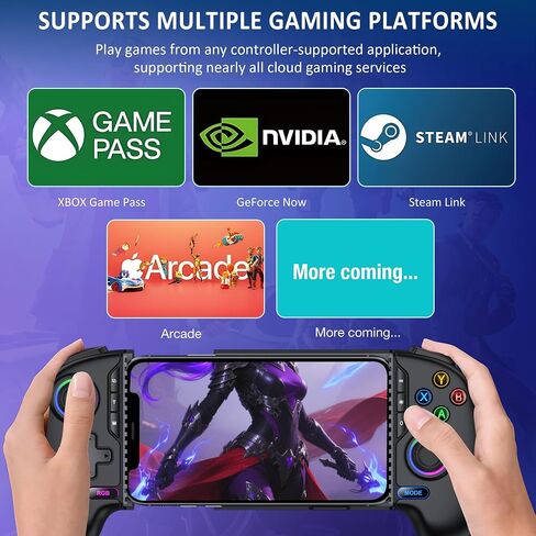 Game Controller for iPhone Android,Programmable Gaming Controller for iPhone w Hall Joystick,800mAh Phone Controller for iPhone iOS Support Xbox Cloud,Steam Link,Call of Duty (Black Crackle) in Kuwait