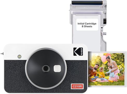 KODAK Mini Shot 2 Retro 4PASS 2-in-1 Instant Digital Camera and Photo Printer (2.1x3.4 inches) Initial 8 Sheets + 60 Sheets Bundle, White in Saudi Arabia