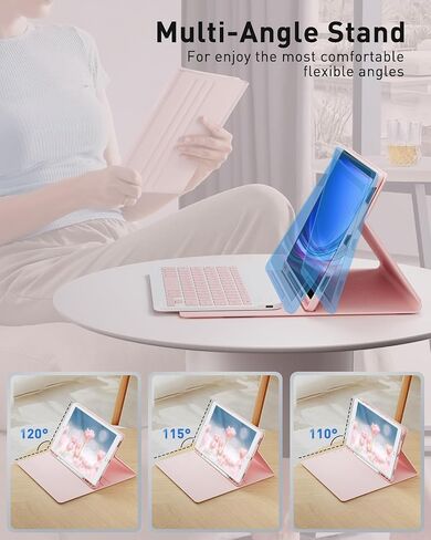 حالة لوحة المفاتيح لـ iPad 9.7 Inch و iPad 6th Generation (2018) و iPad 5th Gen (2017) و iPad Air 2 (2014) و - Mouse و Desachable Keyboard for iPad Pro 9.7 و Slim Case with Pen Holder و Auto Sleep/Wake -Pink in Kuwait