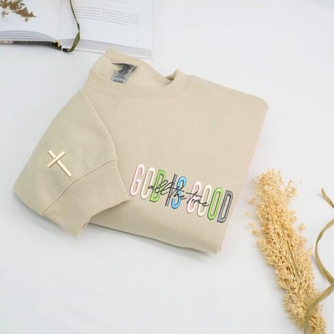 Custom God Is Good Sweatshirt – Embroidered Christian Shirt or Hoodie with Personalized Sleeve – Religious Gift for Mom, Wife, or Faith-Loving Friend in Saudi Arabia