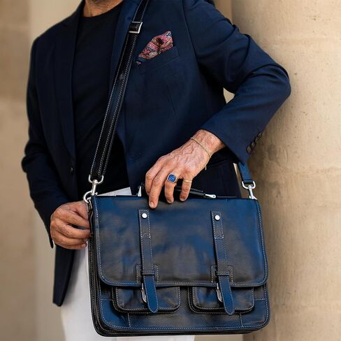 Time Resistance Leather Briefcase – Italian Handmade Leather Laptop Bag – Briefcase Convertible into Backpack in Saudi Arabia