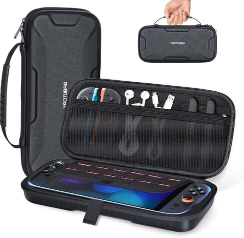 YAOTUBAG Carrying Case for Nintendo Switch 2 2025, Large Capacity Travel Protective Handbag, Hard Shell Portable Pouch, Holds Cased Console, Accessories, 12 Game Cards [Plus Version] Black in Saudi Arabia