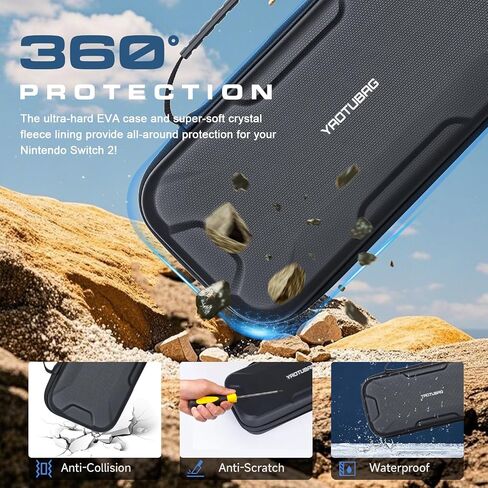 YAOTUBAG Carrying Case for Nintendo Switch 2 2025, Large Capacity Travel Protective Handbag, Hard Shell Portable Pouch, Holds Cased Console, Accessories, 12 Game Cards [Plus Version] Black in Saudi Arabia