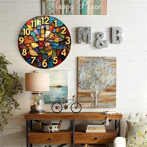 Van Gogh Starry Night Wall Clock Art Decor 10-Inch Wooden Wall Clock, Silent Movement, Battery Operated (AA Batteries Not Included), Artistic Home Decor, Perfect for Home Accents in Saudi Arabia