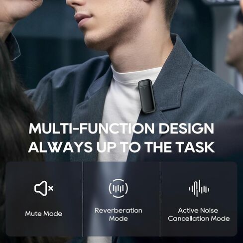Mini Microphone for iPhone and Android, Wireless Microphones with Charging Case, USB-C&Lightning Compatible, 3 Noise Cancellation Modes, Lavalier Mic for Vlogging&Podcast, 2*20H Battery Life in Saudi Arabia