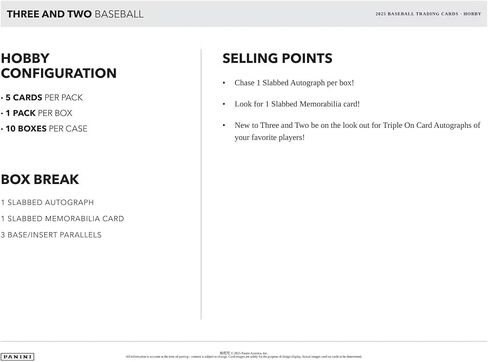 2025 Panini Three and Two Baseball Hobby Trading Card Box (1 Slabbed Autograph Per Box) in Saudi Arabia