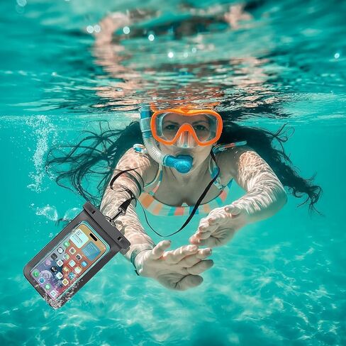 1/2/4 حقيبة مقاومة للماء حقيبة جافة على الهاتف المحمول المتوافقة مع iPhone 16 15 14 13 12 Pro Max Plus Black | Universal ، حتى 8.3 "، سفينة سياحية ، قوارب الكاياك ، شاطئ أساسي ، IPX8 مقاومة للمياه ، 1 حزمة in Kuwait