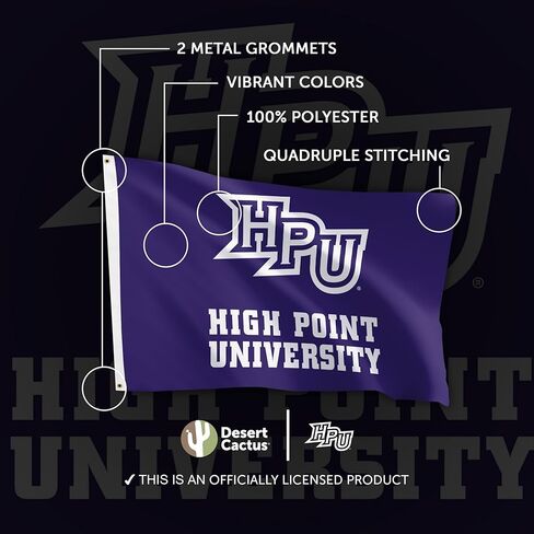 علم HPU لجامعة Desert Cactus High Point - لافتة الفهود مقاس 3 × 5 أقدام، قماش متين للاستخدام الداخلي/الخارجي، تصميم بوليستر 100% (النمط B) in Saudi Arabia