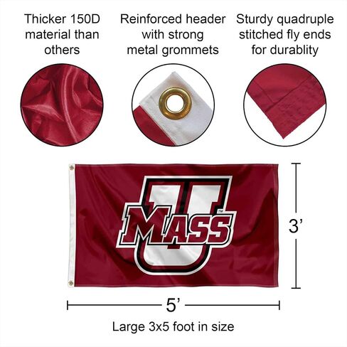 شعار Massachusetts Minutemen Wordmark، علم كبير بحلقات معدنية in Saudi Arabia