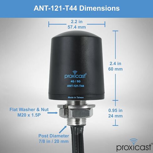 PROCCOCKAST 4X4 MIMO 5G ANTENNA-FANDAL المقاومة منخفضة الانحراف من خلال التثبيت من خلال الفتحة-2 قدم-أبيض-متوافق مع Cisco ، Cradlepoint ، Digi ، Mofi وغيرها (ANT-121-T44-W-06) in Saudi Arabia
