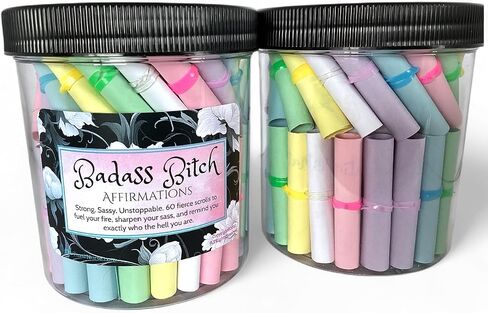 Badass Bitch Daily تأكيد التأكيد jar-60 يوم من التمكين والثقة في رفع الاقتباس للنساء القوي-هدية ممتعة للنساء (المطبوعات النابضة بالحياة (متنوعة ، تختلف)))) in Saudi Arabia