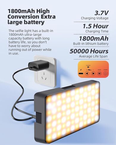 98 LED LED Selfie Selfie Light Video Conference Elighting with Clip & Camera Triped Adapter Reconable 1800mah CRI 97+ ، 3 Overty Light for Phone iPhone Webcam Makeup (Black) in Kuwait
