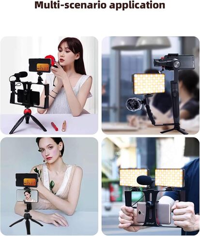 98 LED LED Selfie Selfie Light Video Conference Elighting with Clip & Camera Triped Adapter Reconable 1800mah CRI 97+ ، 3 Overty Light for Phone iPhone Webcam Makeup (Black) in Kuwait