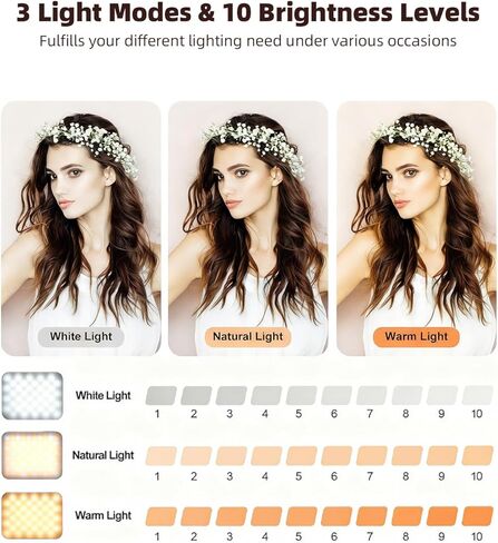 98 LED LED Selfie Selfie Light Video Conference Elighting with Clip & Camera Triped Adapter Reconable 1800mah CRI 97+ ، 3 Overty Light for Phone iPhone Webcam Makeup (Black) in Kuwait