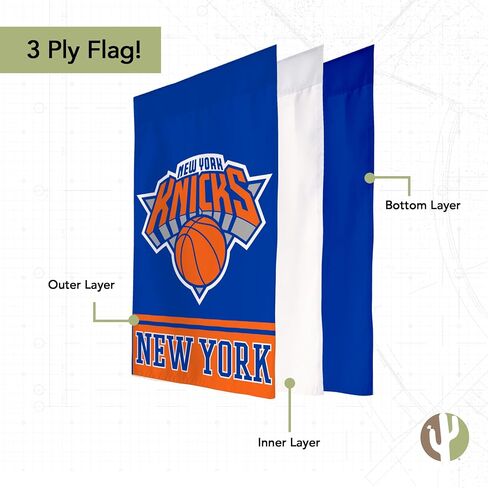 علم حديقة Desert Cactus New York Knicks NYK - لافتة فريق NBA New York Knicks مقاس 19 × 12 بوصة، للعرض والمناسبات الخارجية (التصميم A) in Saudi Arabia
