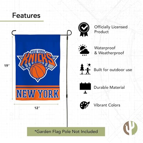 علم حديقة Desert Cactus New York Knicks NYK - لافتة فريق NBA New York Knicks مقاس 19 × 12 بوصة، للعرض والمناسبات الخارجية (التصميم A) in Saudi Arabia