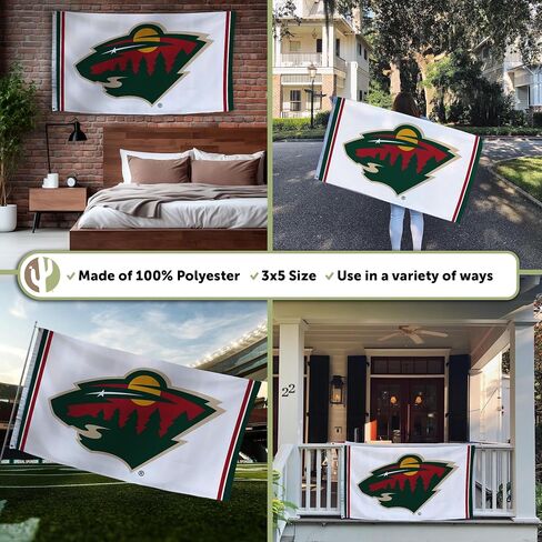 Desert Cactus Minnesota Wild Flag NHL 100% Polyester Indoor Outdoor 3x5 feet National Hockey League Team Flags (Flag B) in Saudi Arabia