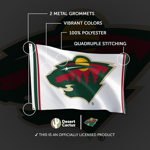 Desert Cactus Minnesota Wild Flag NHL 100% Polyester Indoor Outdoor 3x5 feet National Hockey League Team Flags (Flag B) in Saudi Arabia