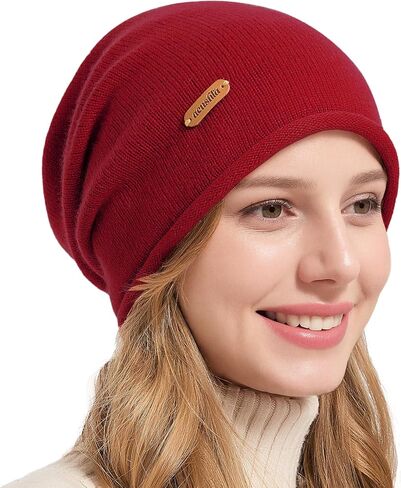 ACUSHLA 100% Merino Wool Slouchy Beanie for Women & Men Knit Winter Hat Unisex Warm Skull Cap for Cold Weather in Saudi Arabia