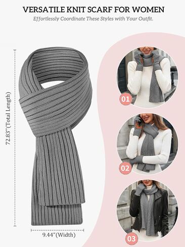 Women's Winter Beanie Hat Scarf Gloves Set,Fleece Lined Knit Pom Hat Long Scarf with Touchscreen Gloves Gifts for Women in Saudi Arabia