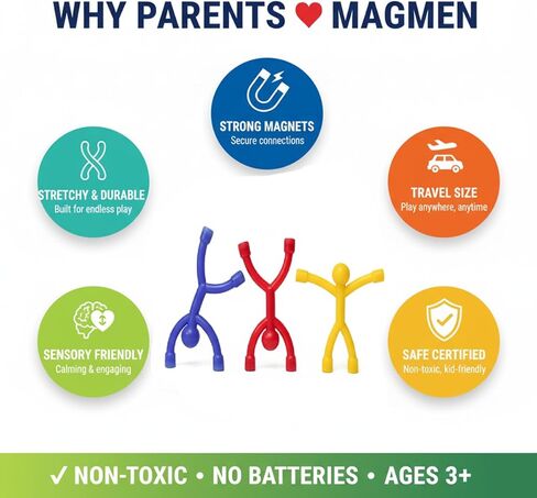 Magmen STEM Magnetic Travel Toys 10pc ، رحلة برية للسيارة ، وتخزين المواد الغامضة للألعاب الحسية للأطفال 3 سنوات وما فوق in Kuwait