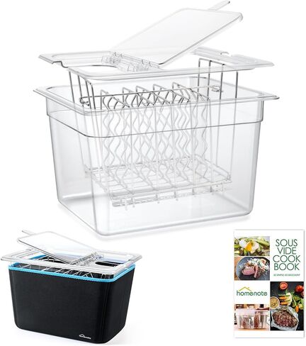 HOMENOTE Sous Vide Container 12 Quart with Universal Collapsible Hinged Lid,Complete Sous Vide Accessories Kit BPA Free,Compatible with Anova and Most Sous Vide Cookers（With Rack and Sleeve） in Kuwait