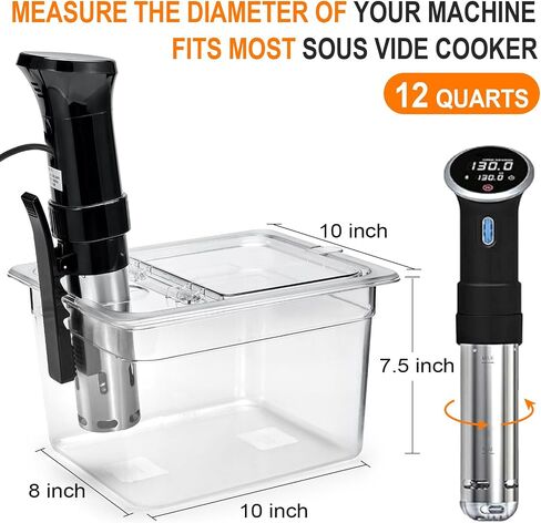 HOMENOTE Sous Vide Container 12 Quart with Universal Collapsible Hinged Lid,Complete Sous Vide Accessories Kit BPA Free,Compatible with Anova and Most Sous Vide Cookers（With Rack and Sleeve） in Kuwait