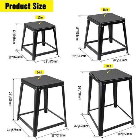 Steel Plyometric Jump Box, 18 Inch High Anti-Slip Plyo Box for Home Gym Conditioning and Strength Training in Kuwait