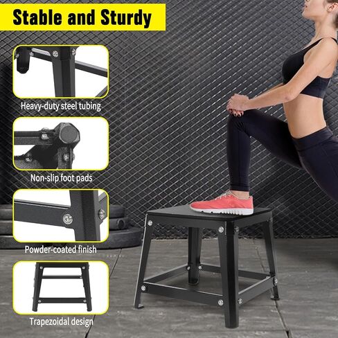 Steel Plyometric Jump Box, 18 Inch High Anti-Slip Plyo Box for Home Gym Conditioning and Strength Training in Kuwait