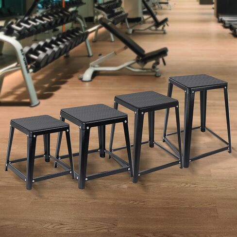 Steel Plyometric Jump Box, 18 Inch High Anti-Slip Plyo Box for Home Gym Conditioning and Strength Training in Kuwait