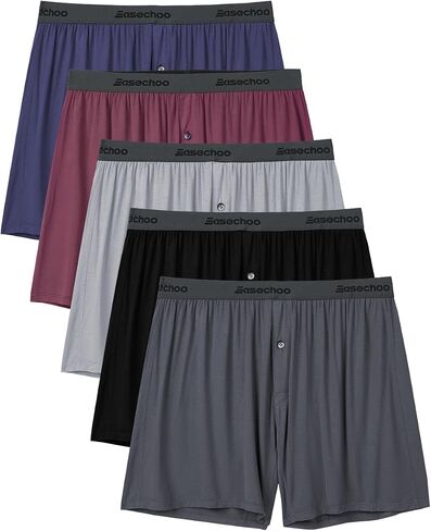 Mens Underwear,Rayon Made from Bamboo Boxers for Men,Breathable and Cool,Ultra Soft Men's Boxer Shorts,5 Pack in Saudi Arabia