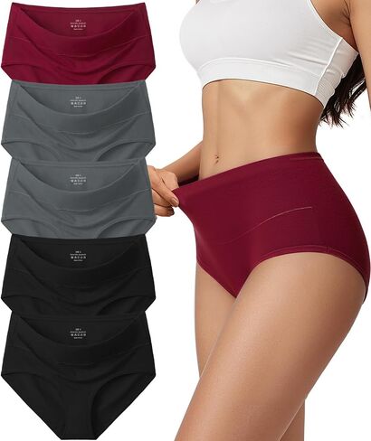 Cotton Underwear for Women High Waisted Full Coverage Briefs Soft Ladies Panties 5 Pack in Saudi Arabia