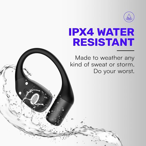 Raycon Essential Open Open Ambuds-Wireless Wireless Open Bluetooth 6.0 سماعات الرأس ، ووزن خفيف للغاية ، وتصميم خطاف الراحة ، ومقاومة للماء IPX5 ، وعمر البطارية 36 ساعة (أسود) in Saudi Arabia